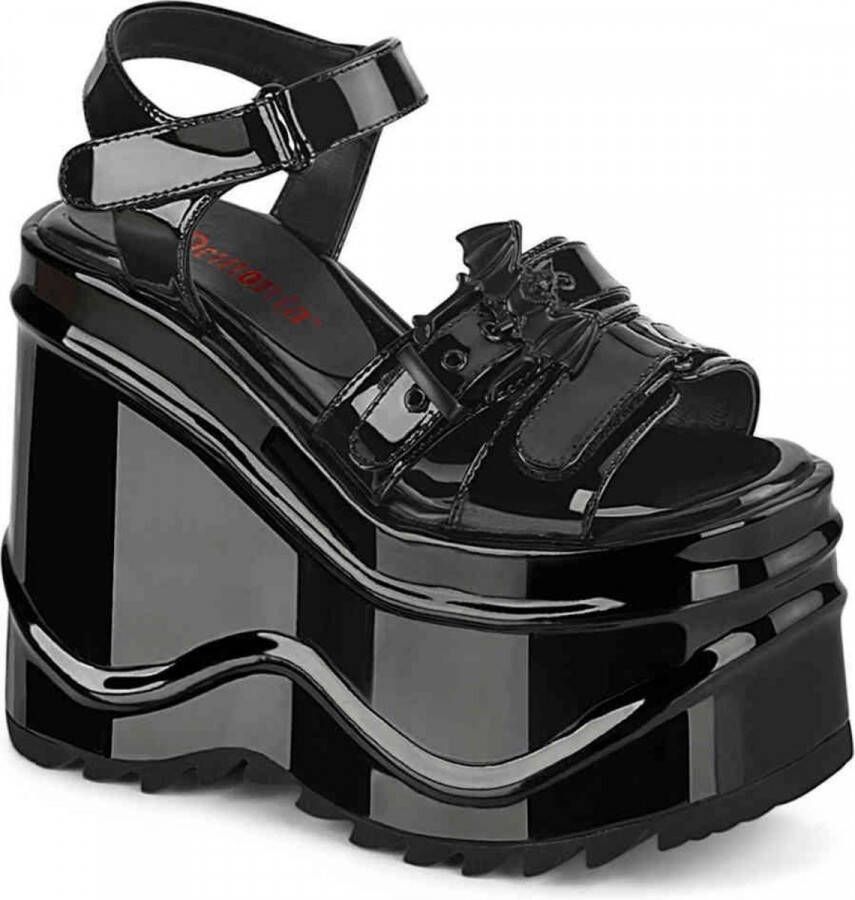 DemoniaCult WAVE-13 Sleehakken Vleermuis 42 Shoes Zwart