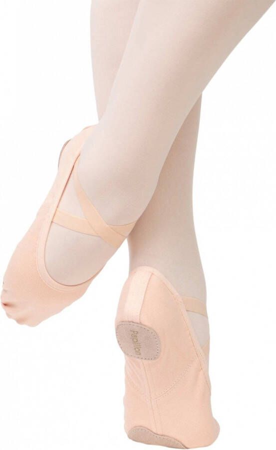 Papillon Balletschoenen Splitzool PA1014 Roze Balletschoentjes- Stretch Canvas Splitzool