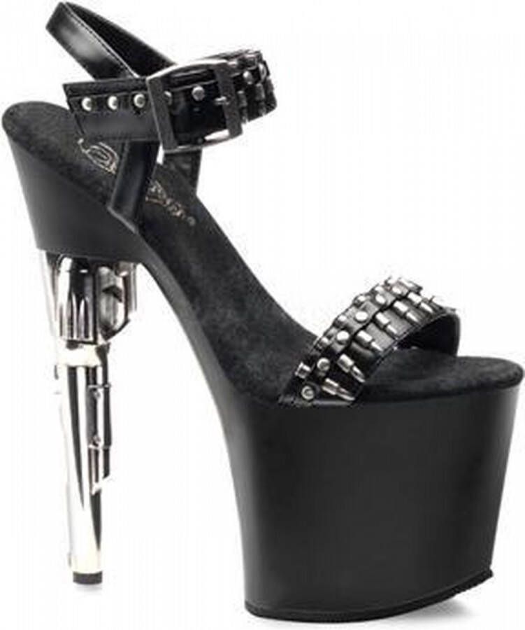 Pleaser Sandaal met enkelband Paaldans schoenen 35 Shoes BONDGIRL 712 Paaldans schoenen Zwart Zilverkleurig
