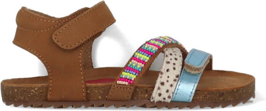 Shoesme leren sandalen met kraaltjes bruin multi Meisjes Leer All over print 31