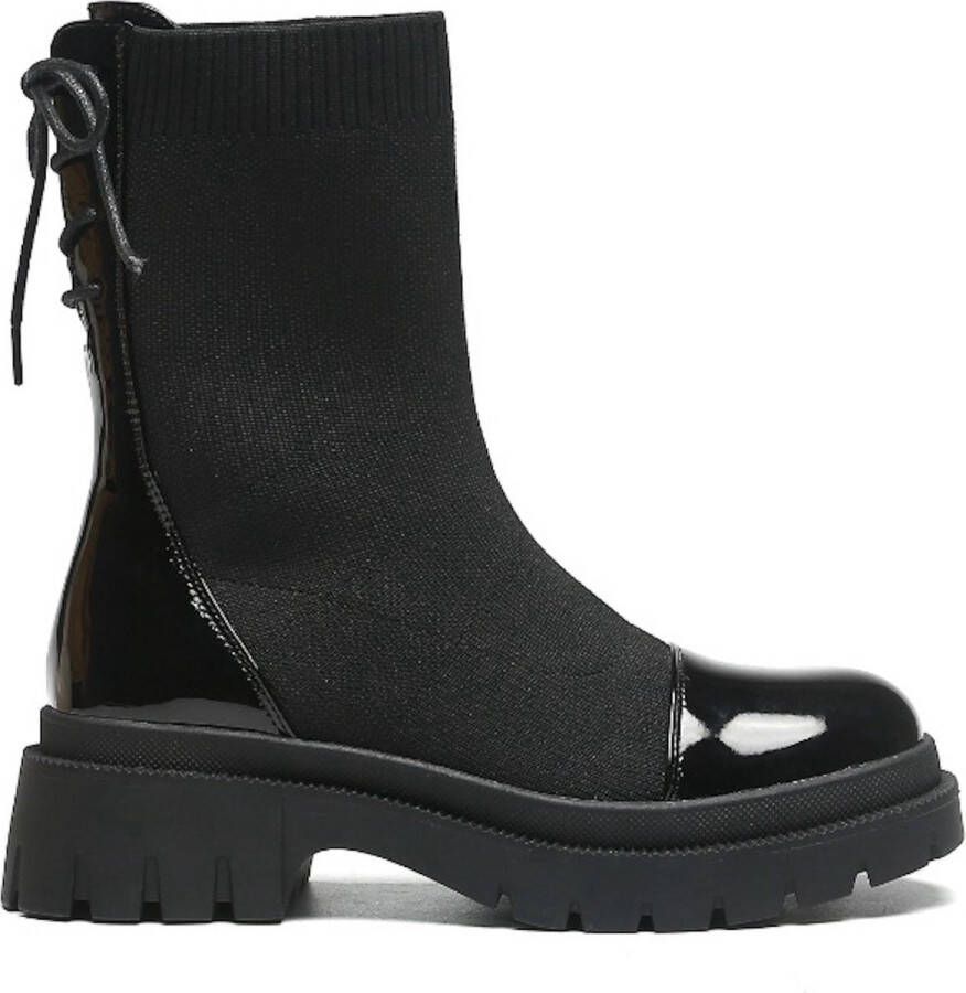Weloveshoes Black Friday Deal Sock boots Western Stof Zwart