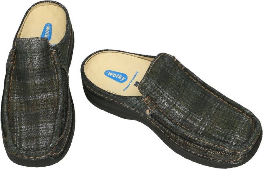 Wolky -Dames grijs donker slippers & muiltjes