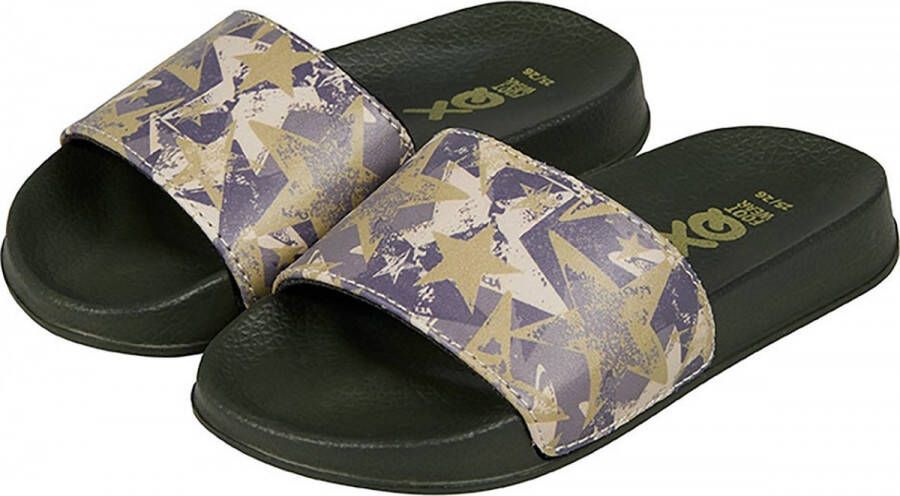 XQ Footwear Jongens Slippers Camouflage Groen Zomer