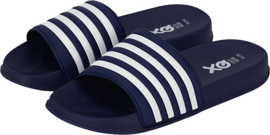 XQ Footwear Slippers Kinderen Unisex Teens Navy Wit Slippers Slippers Badslippers kinderen