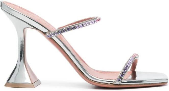 Amina Muaddi Gilda 95mm crystal-embellished sandals Zilver