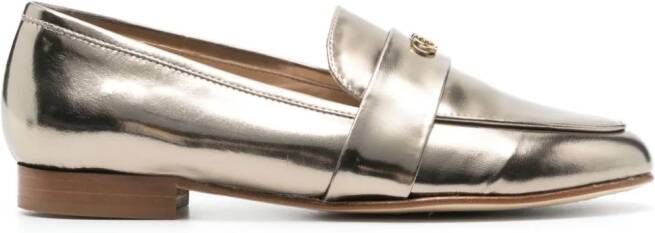 Casadei logo-plaque metallic loafers Goud
