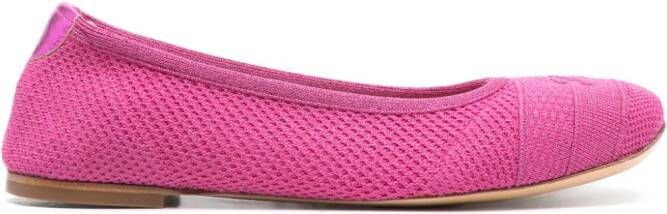 Casadei lurex-detail knitted ballerina shoes Roze