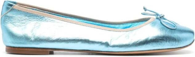 Casadei metallic leather ballerina shoes Blauw