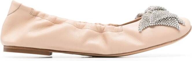 Casadei rhinestone-bow ballerina shoes Roze