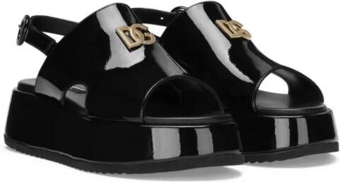 Dolce & Gabbana Kids DG lakleren sandalen Zwart