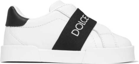 Dolce & Gabbana Kids Portofino low-top leren sneakers Wit