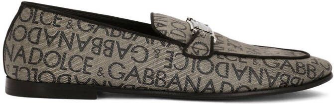 Dolce & Gabbana Loafers met jacquard en logo label Bruin