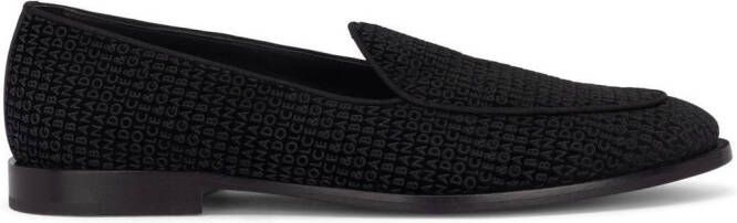 Dolce & Gabbana Classic fluwelen slippers Zwart