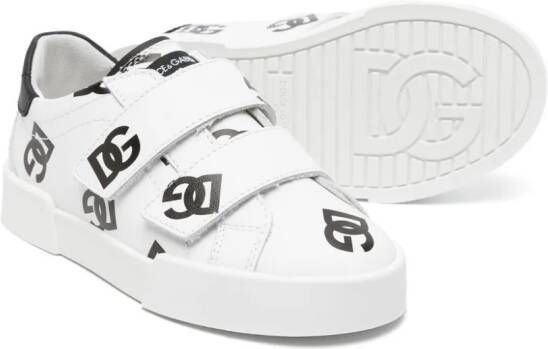 Dolce & Gabbana Kids Leren sneakers met logoprint Wit
