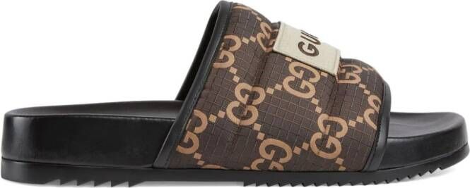 Gucci GG Supreme gevoerde slippers Bruin