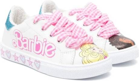 Monnalisa x Barbie Bicast leren sneakers Wit