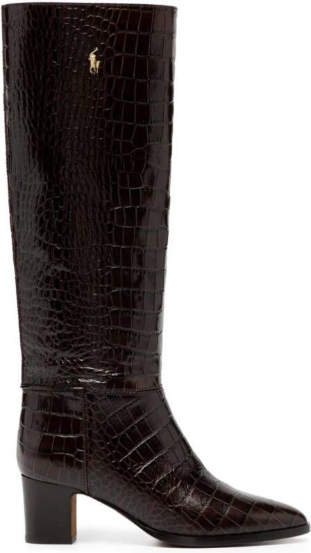 Polo Ralph Lauren 55mm crocodile-embossed leather boots Bruin