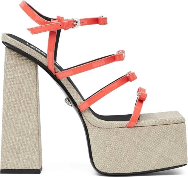 Versace Gianni Ribbon sandalen met plateauzool Oranje