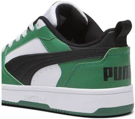 Puma Rebound V6 Lo sneakers wit zwart groen Jongens Meisjes Imitatieleer 37