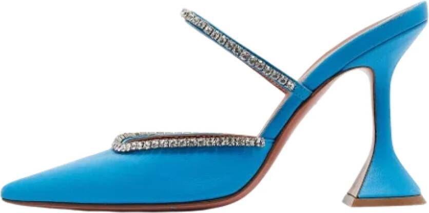 Amina Muaddi Pre-owned Leather heels Blue Dames