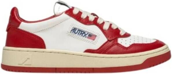 Autry Vintage-geïnspireerde Leren Bicolor Sneakers Rood Heren