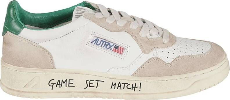 Autry Moderne Groene Leren Sneakers White Heren