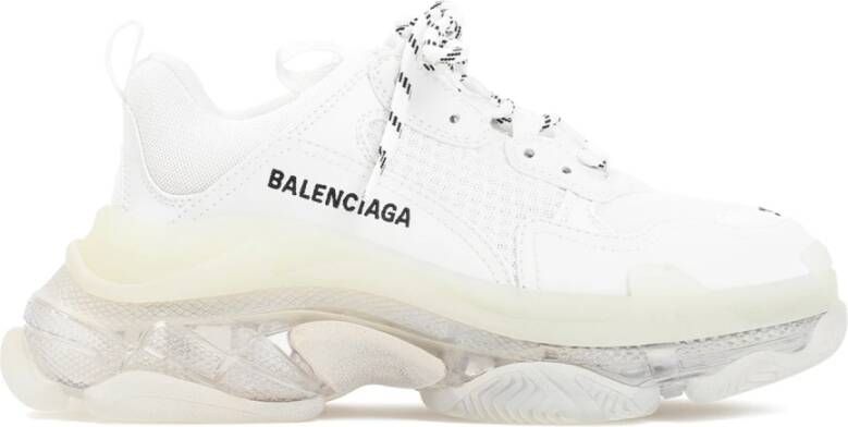 Balenciaga Witte Textiel Sneakers Transparante Zool Beige Dames