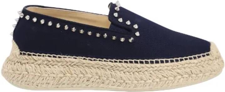 Christian Louboutin Pre-owned Cotton flats Blue Dames