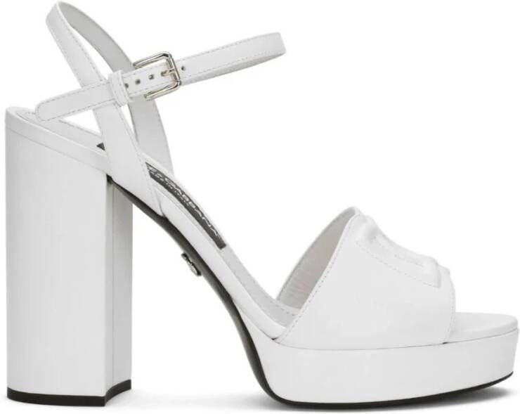 Dolce & Gabbana Hoge hak sandalen met logo borduursel White Dames