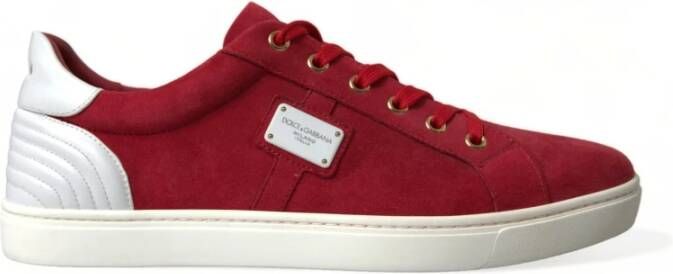 Dolce & Gabbana Rode Leren Lage Sneakers Red Heren