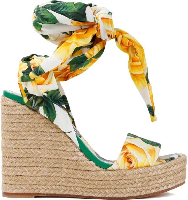 Dolce & Gabbana Witte Zijden Sleehak Sandalen Multicolor Dames