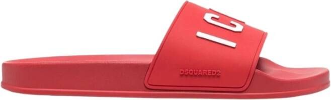 Dsquared2 Rode Logo-Ingeschoven Slippers Rood Heren
