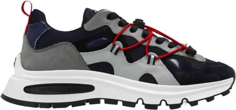 Dsquared2 Blauw Grijs Lage Sneakers met Multi-Panel Design Zwart Heren