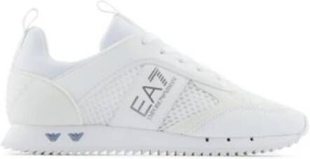 Emporio Armani Lace Up Sneakers Wit Zilver White Heren
