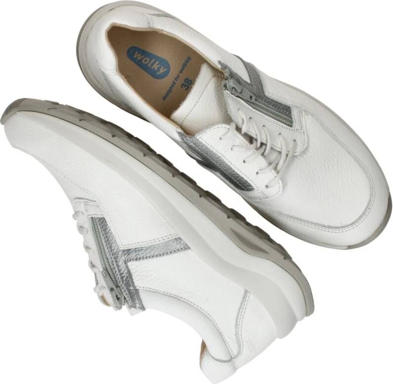 Wolky Comfortabele Leren Sneaker met Metallic Accents White Dames