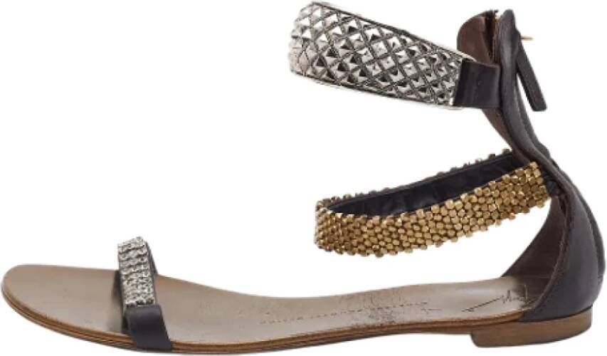 Giuseppe Zanotti Pre-owned Leather flats Brown Dames