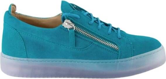 Giuseppe zanotti Suede Lace-Up Zip Sneakers Blue Heren