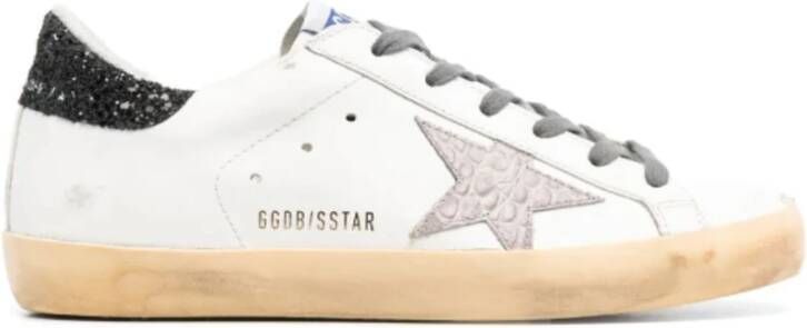 Golden Goose Superstar Witte Leren Sneakers met Glitter White Heren