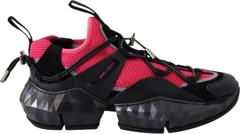 Jimmy Choo Zwart Roze Diamond Trail Sneakers Black