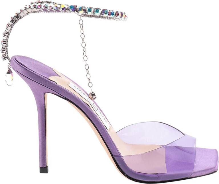 Jimmy Choo Stunning High Heel Rhinestone Sandals Purple Dames