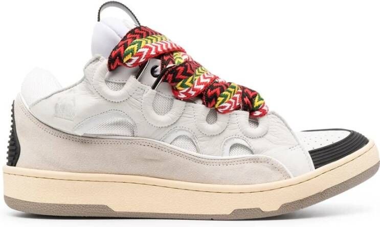 Lanvin Witte Curb Lace-Up Sneakers Multicolor Heren
