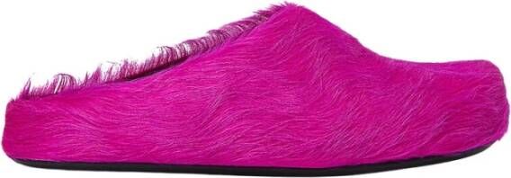 Marni Fussbett Sabot slippers met kalfshaar Roze - Foto 13