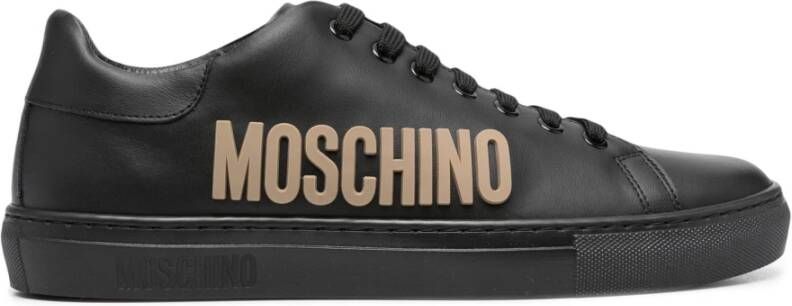Moschino Zwarte Leren Casual Sneakers Black Heren