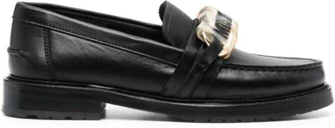 Moschino Zwarte Leren Loafers voor Vrouwen Black Dames