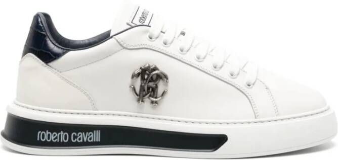 Roberto Cavalli Witte Leren Casual Sneakers Mannen White Heren