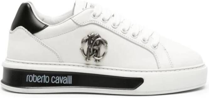 Roberto Cavalli Witte Leren Casual Sneakers Vrouwen White Dames