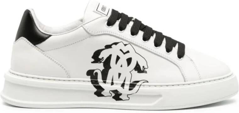 Roberto Cavalli Witte Leren Sneakers voor Mannen White Heren