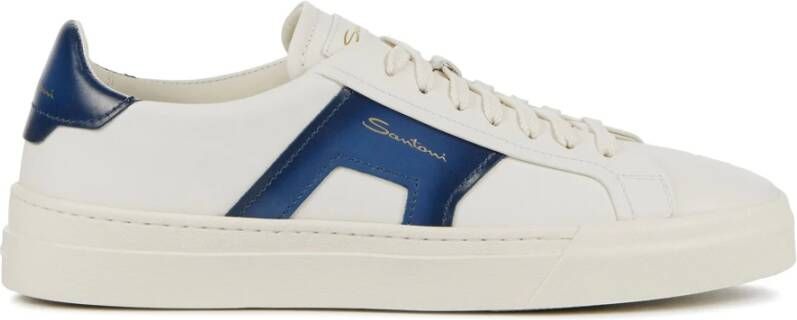 Santoni Blauw Witte Sneakers White Heren