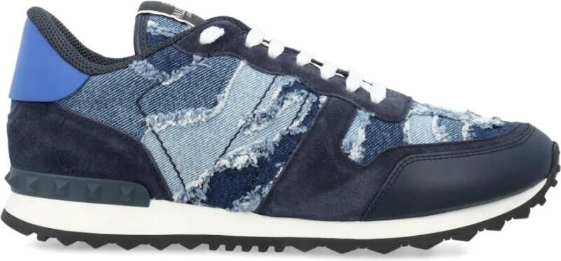 Valentino Garavani Camouflage Denim Rock Runner Sneakers Blue Heren