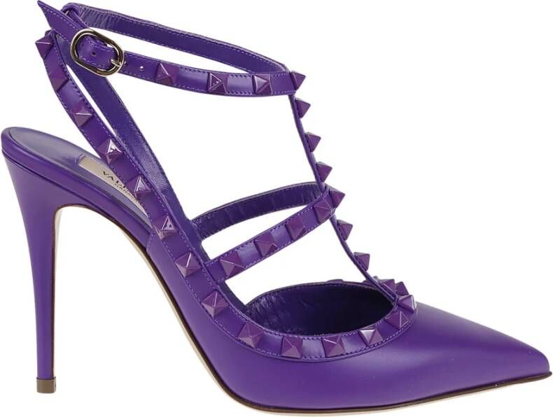 Valentino Garavani Elektrisch Violet Rockstud Hoge Hak Sandalen Purple Dames